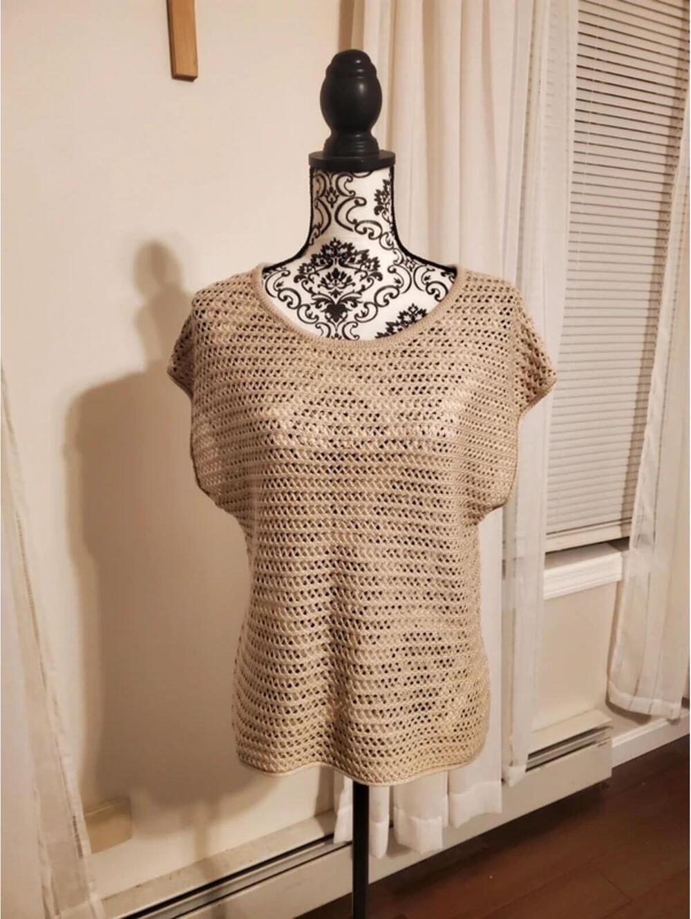 The New York & Company Beige Crochet Top